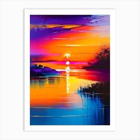 Sunrise Over River Waterscape Bright Abstract 1 Art Print