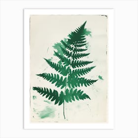 Green Ink Painting Of A Button Fern 2 Art Print