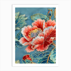 Chinese Embroidered Flower Art Print