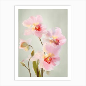 Orchids Flowers Acrylic Painting In Pastel Colours 4 Art Print