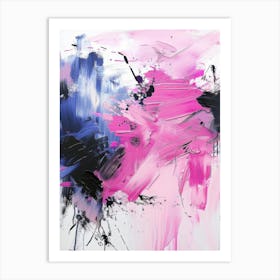 Pink And Black Abstract Painting Art Print