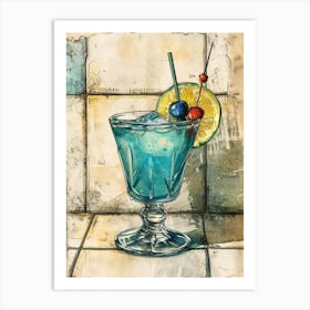 Blue Lagoon Watercolour  3 Art Print