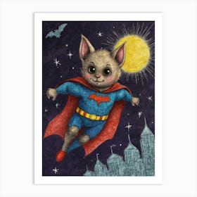 Cat In Superman Costume Art Print