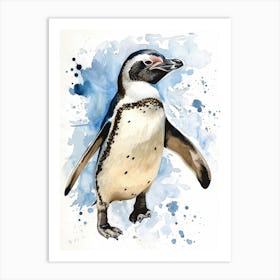 Humboldt Penguin Fernandina Island Watercolour Painting 2 Art Print