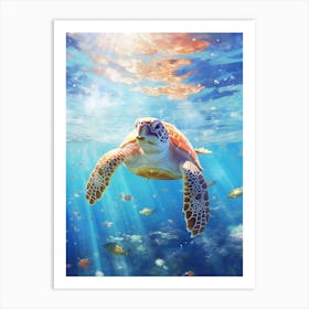 Sea Turtle Illuminated 2 Art Print
