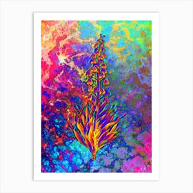 Persian Lily Botanical in Acid Neon Pink Green and Blue n.0112 Art Print