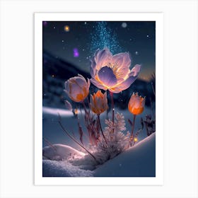 Snow flowers 1 Art Print