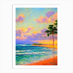 Waikiki Beach Honolulu Hawaii Monet Style Art Print