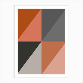 Triangles Abstract Orange and Grey Art Print