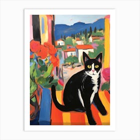 Painting Of A Cat In Cortona Italy 1 Art Print