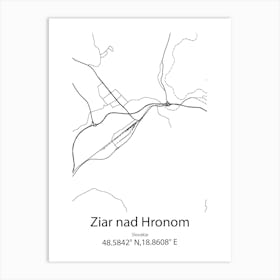 Ziar Nad Hronom,Slovakia Minimalist Map Art Print