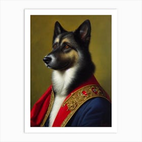 Norwegian Elkhound Renaissance Portrait Oil Painting Art Print