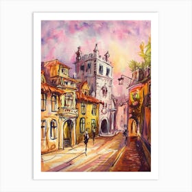 Watercolor Of Old Town 1 Art Print