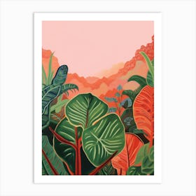 Boho Plant Painting Calathea Medallion 2 Art Print