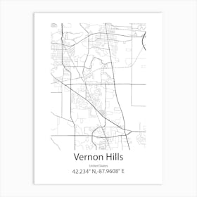 Vernon,Canada Minimalist Map Art Print