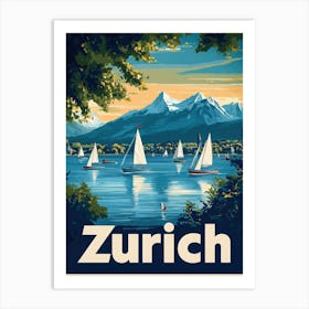 Aihrgdesign A 1970s Inspired Travel Poster For Zurich 1 Art Print