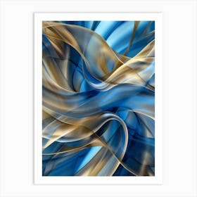 Abstract Blue And Gold 5 Art Print