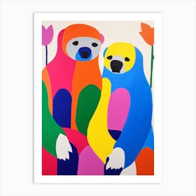 Colourful Kids Animal Art Sloth 1 Art Print