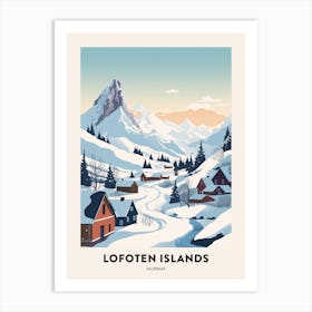 Vintage Winter Travel Poster Lofoten Islands Norway 3 Art Print