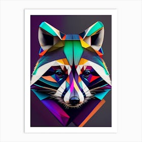 Cozumel Raccoon Modern Geometric 3 Art Print