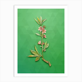 Vintage Pink Flower Branch Botanical Art on Classic Green n.1399 Art Print
