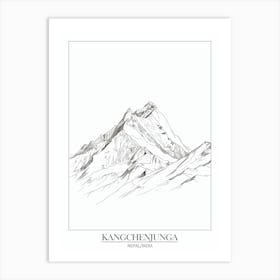 Kangchenjunga Nepal India Line Drawing 5 Poster Art Print