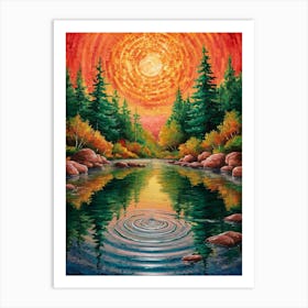 Sunrise Over The River Art Print