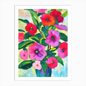 Mandevilla Floral Abstract Block Colour Flower Art Print