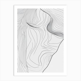 Line Drawing Of A Woman'S Face Art Print