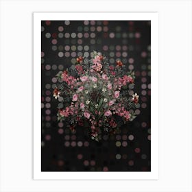 Vintage Gladiolus Junceus Flower Wreath on Dot Bokeh Pattern n.0077 Art Print