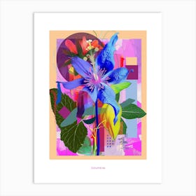 Columbine 4 Neon Flower Collage Poster Art Print