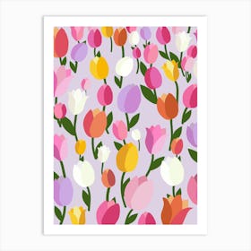 Tulip Field | 04 - Colorful Floral Lilac Art Print