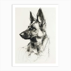 German Shepherd Dog Charcoal Line 1 Art Print
