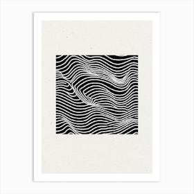 Wave Pattern Abstract Woodblock Art Print