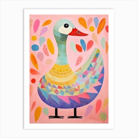 Pink Scandi Goose 2 Art Print