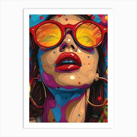 Girl With Sunglasses, Vibrant, Bold Colors, Pop Art Art Print