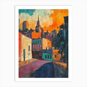 Cityscape At Sunset Art Print