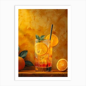 Cocktail With Oranges And Mint 2 Art Print