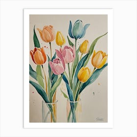 Watercolor Tulips Art Print