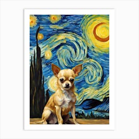 Starry Chihuahua Van Gogh Inspired Art Print
