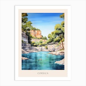 Swimming In Corsica France 2 Watercolour Poster Art Print