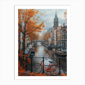 Amsterdam Canal Bikes Square Art Print