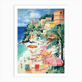 Tropea, Calabria   Italy Beach Club Lido Watercolour 4 Art Print