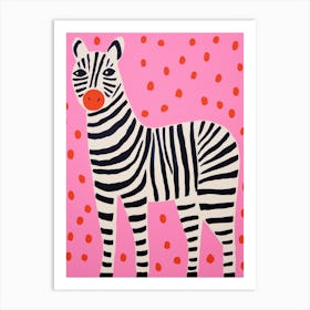 Pink Polka Dot Zebra 1 Art Print