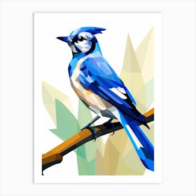 Colourful Geometric Bird Blue Jay 2 Art Print