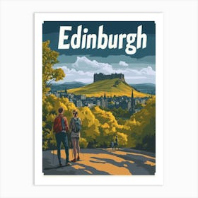 Aihrgdesign A Retro Travel Poster For Edinburgh Featuring Art 41336ee3 E10d 447b 8404 E297fb69679e 2 Art Print