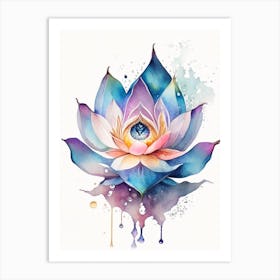 Lotus Flower, Symbol, Third Eye Watercolour 6 Art Print