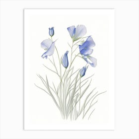 Flax Floral Quentin Blake Inspired Illustration 2 Flower Art Print