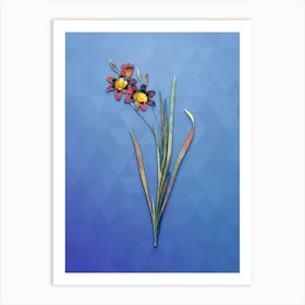 Vintage Ixia Tricolor Botanical Art on Blue Perennial n.2021 Art Print
