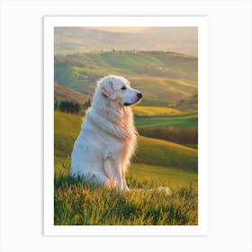 Golden Retriever In Tuscany. Generated AI. Art Print Art Print